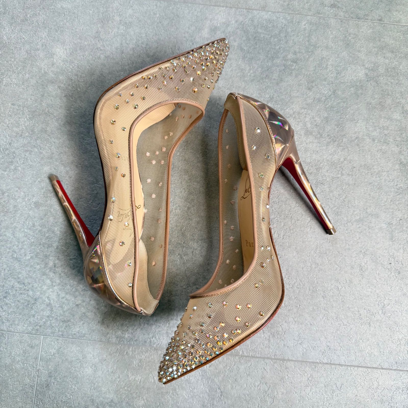 Christian Louboutin クリスチャンルブタン スワロフスキー メッシュ 