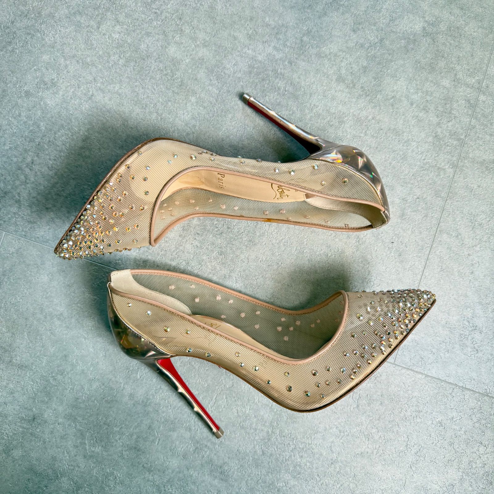 Christian Louboutin クリスチャンルブタン スワロフスキー メッシュ 