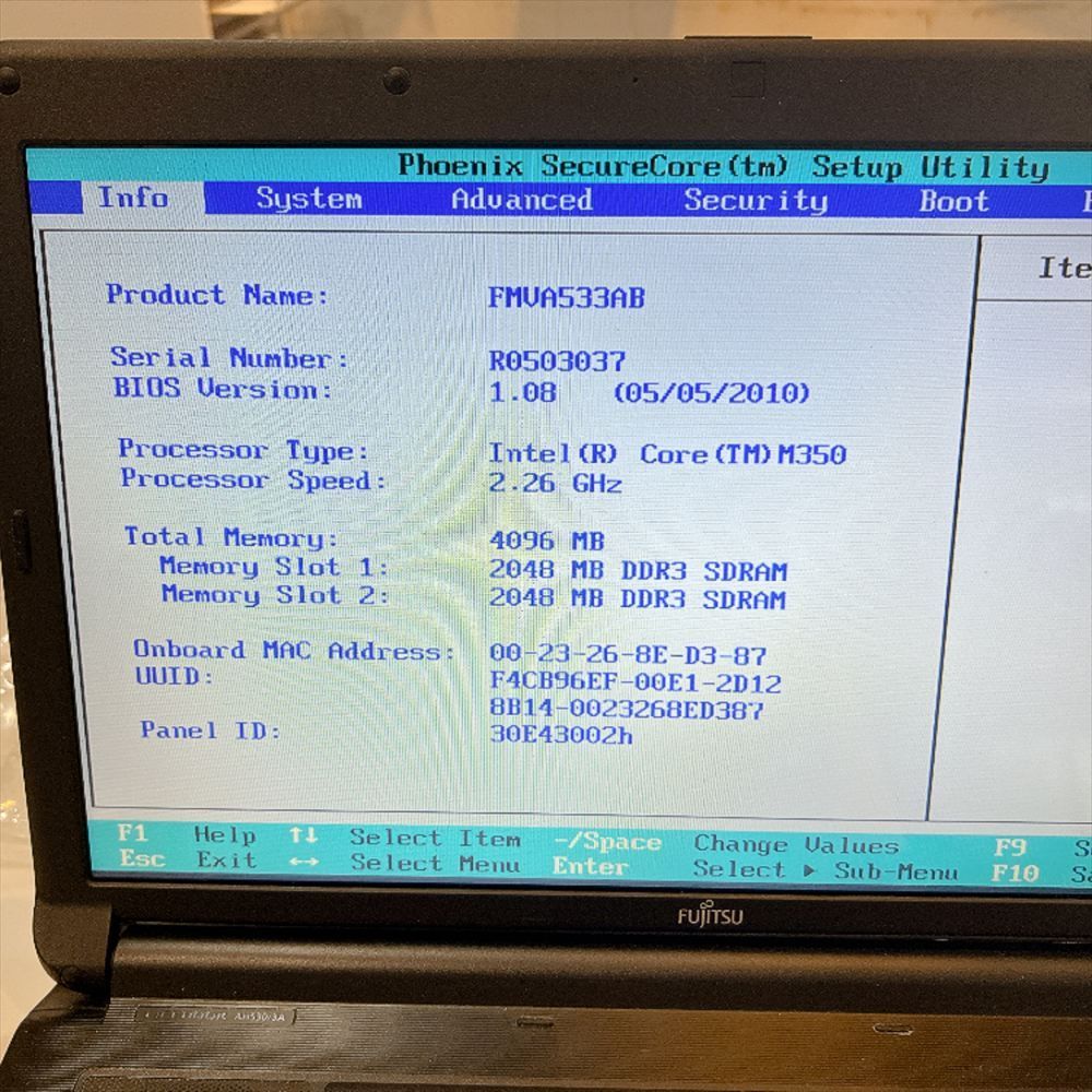 ジャンクPC】 富士通 FUJITSU LIFEBOOK AH530/3A ノートPC メモリ4GB