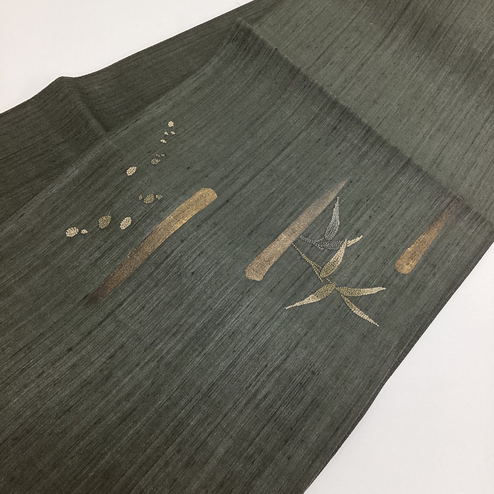 中古品 夏帯 洒落袋帯 芯入り 深緑色 正絹 相良刺繍 R835 - メルカリ