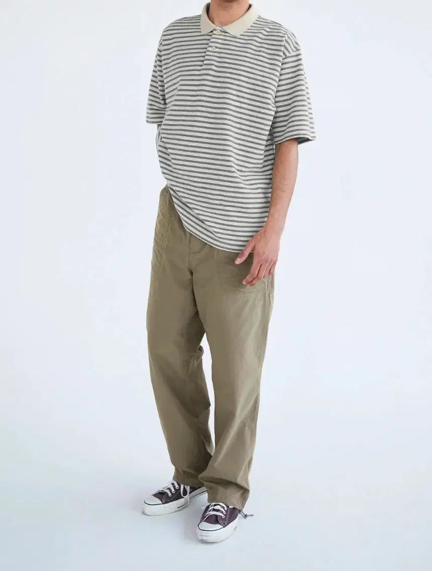 XL カーキ 26SS ストライプ ポロ Tシャツ グレー