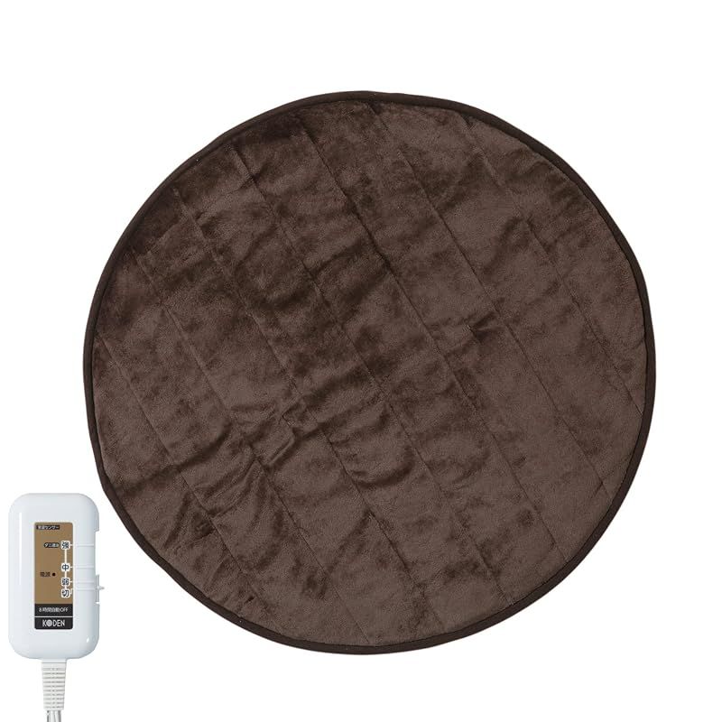 広電(KODEN) ホットマット らく寝ぼう 80×80cm 円形 ブラウン フランネル 洗える ダニ退治 8hOFF 室温センサー付 スライド温度調節 CWR080G-B 1