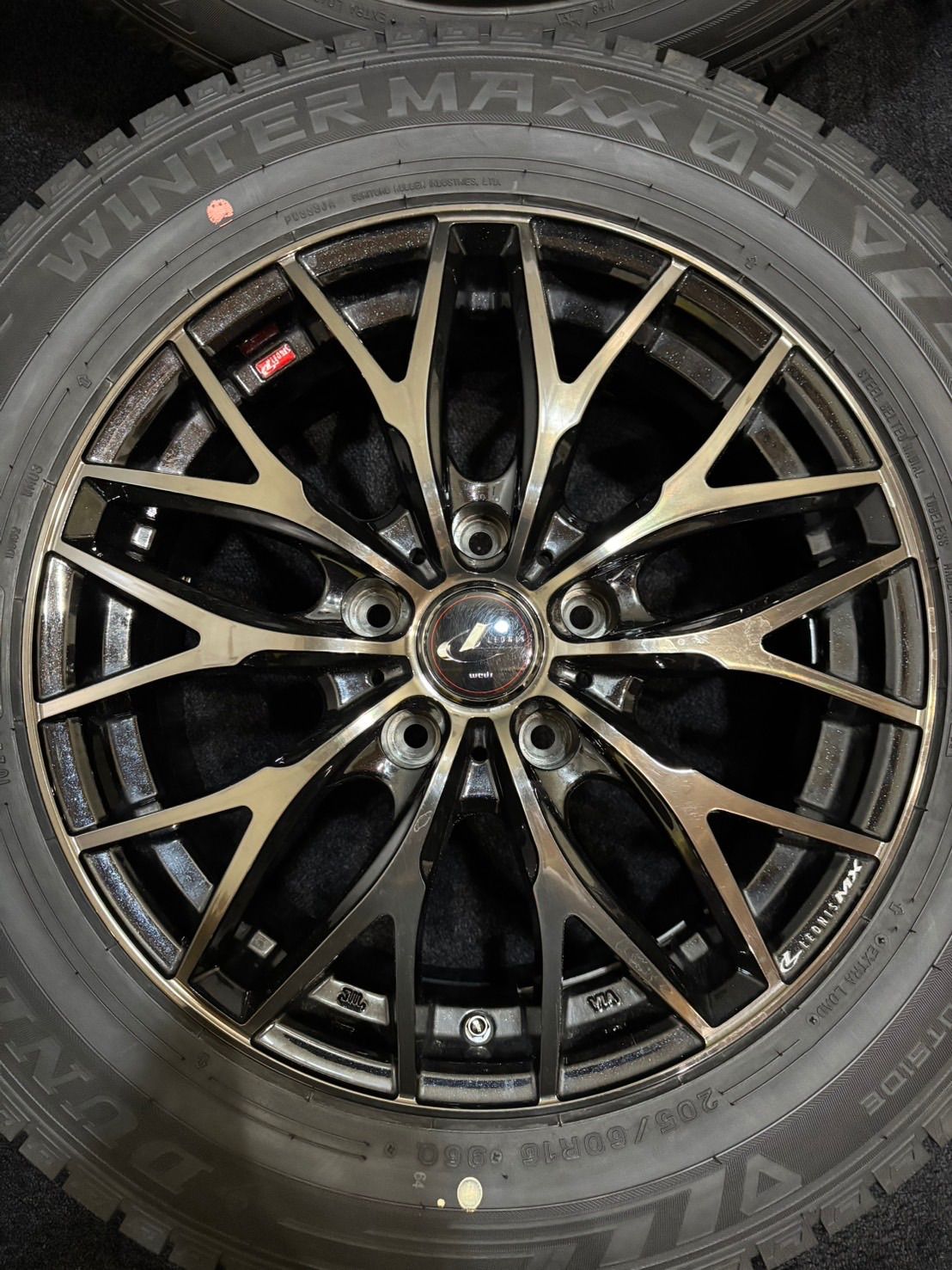 ☆205/60R16 DUNLOP/WINTER MAXX 03 24年製 Weds LEONIS 16インチ 6.5J
