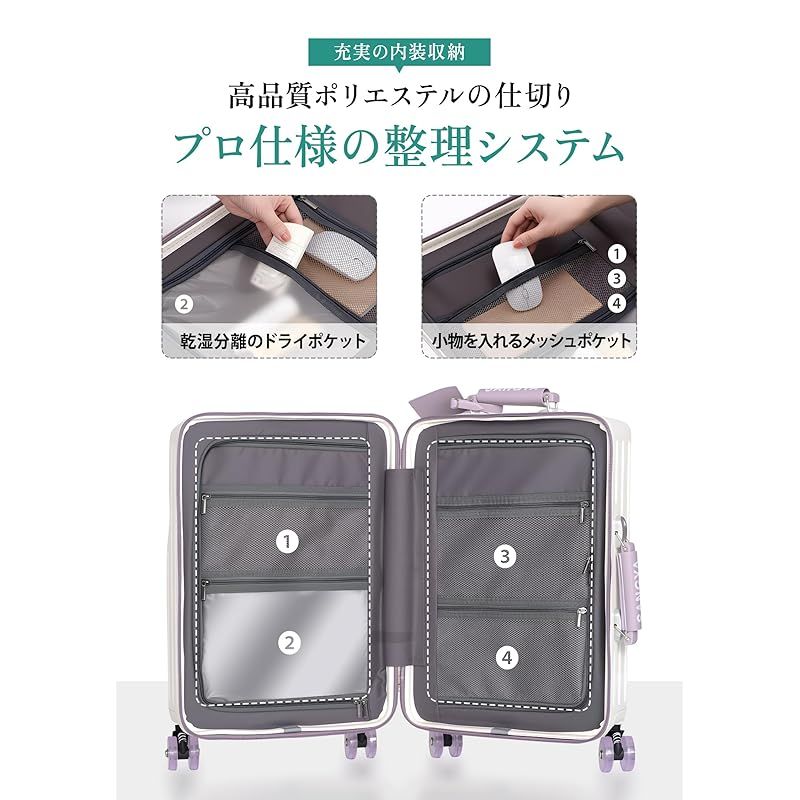 Mularda] スーツケース フロントオープン 多機能 キャリーケース 機内