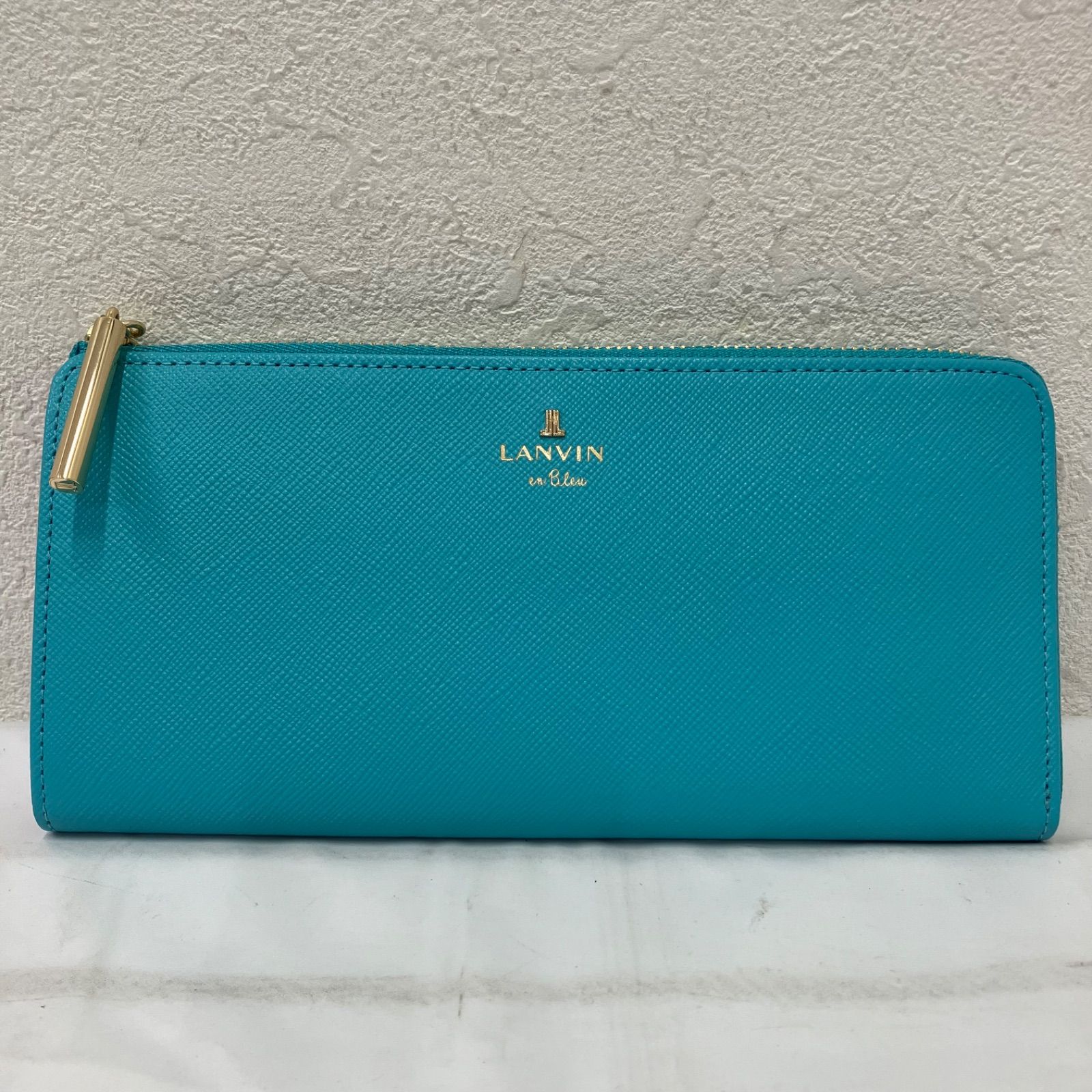 1000 　良品　LANVIN en Bleu 　ランバンオンブルー L字ファスナー　リュックサンブール　お財布　ウォレットケース　長財布　レザー　定番　人気　ゴールド金具