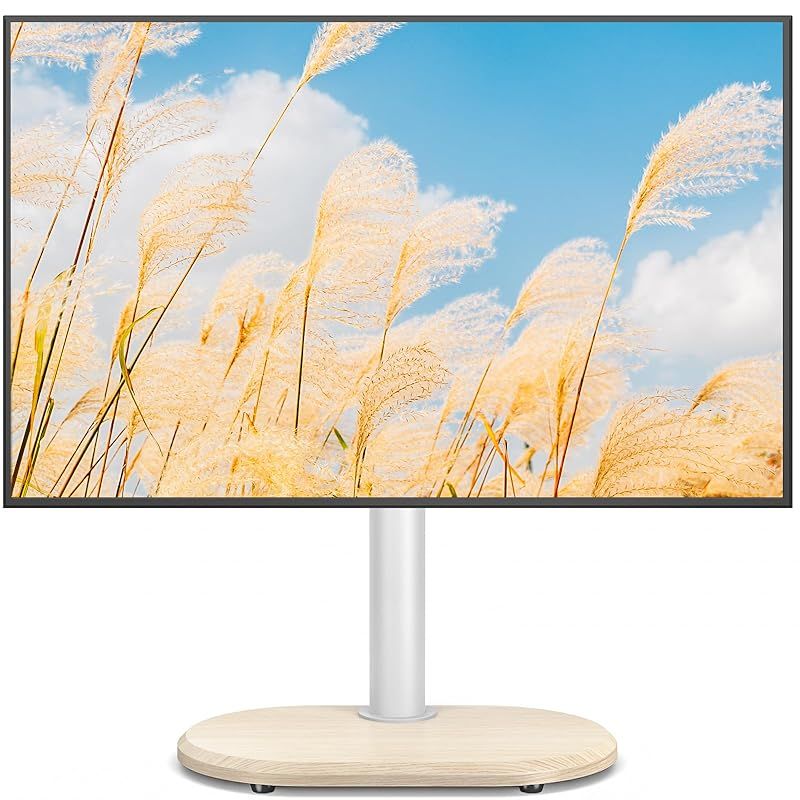 Rfiver テレビスタンド ロータイプ tv stand 26-55インチ対応 VESA100*100mm～400*400mm 耐荷重40KG テレビ スタンド 卓上 モニタースタンド テレビ台 楕円形木製ベース tvスタンド おしゃれ 6段階高さ調整 1
