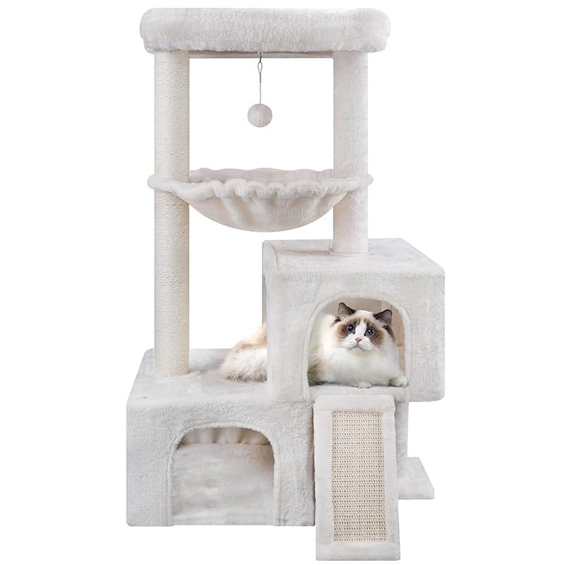 Roypet キャットタワー 猫タワー 据え置き ハンモック 隠れ家 猫ハウス 省スペース 爪とぎ 麻縄巻き 安定 95CM高さ おもちゃつき (ベージュ) 1