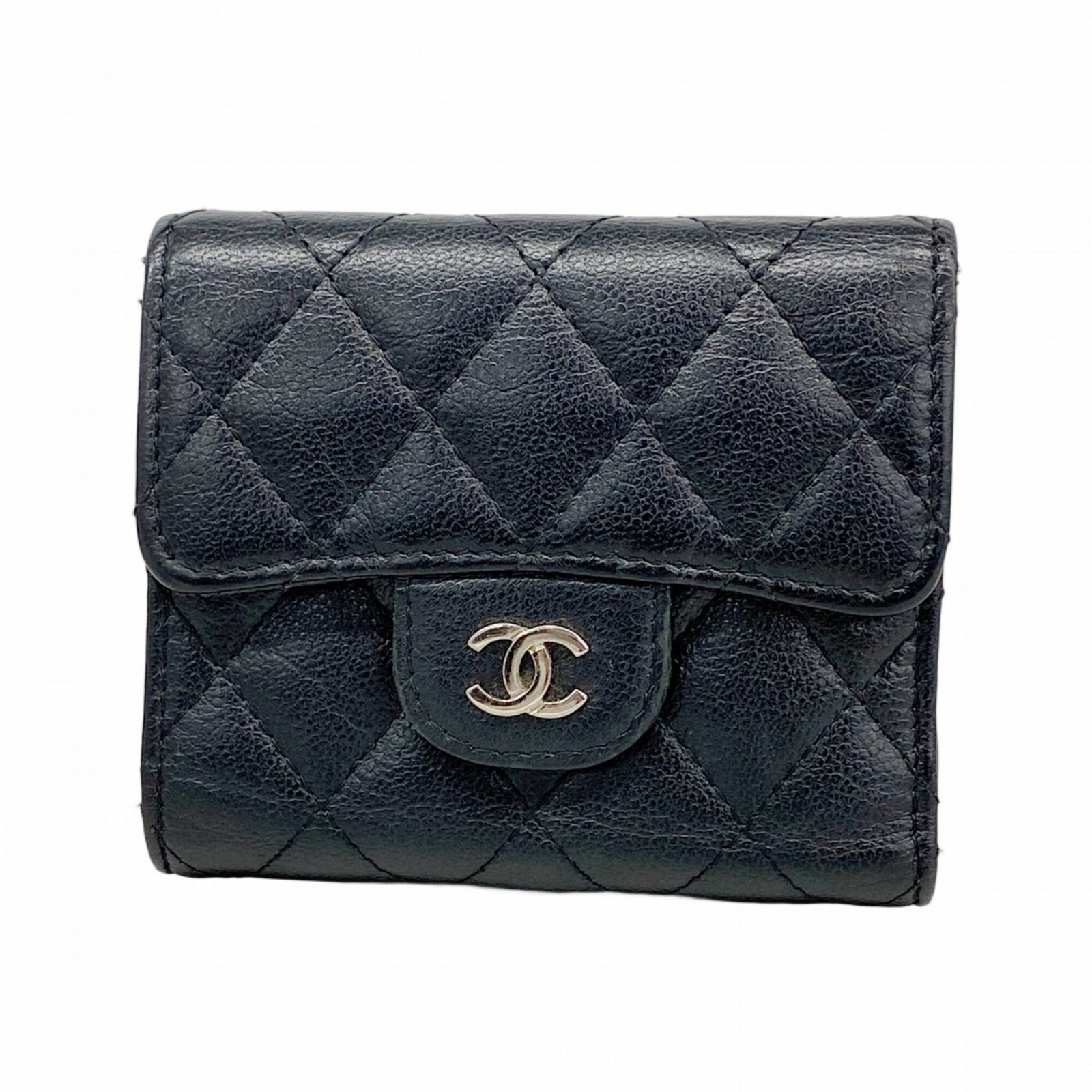 シャネル(Chanel) シャネル 三つ折り財布 マトラッセ キャビアスキン ブラック レディース P2869931