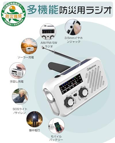 防災安全協会推奨品認証】Greeshow 防災ラジオ 多機能 携帯ラジオ