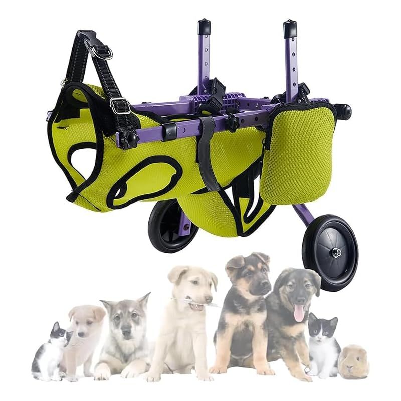 Verocis ペットカート 小型犬 歩行器 2輪 犬用 車いす リハビリトイレトレーニングサポート付き 調節可能 後足不便 アルミスタンド しっかり穏やか ペット歩行補助輪 小型犬カート 成長調整可能 ペット車椅子 介護用 小型犬対応 洗えるオムツ付き 0