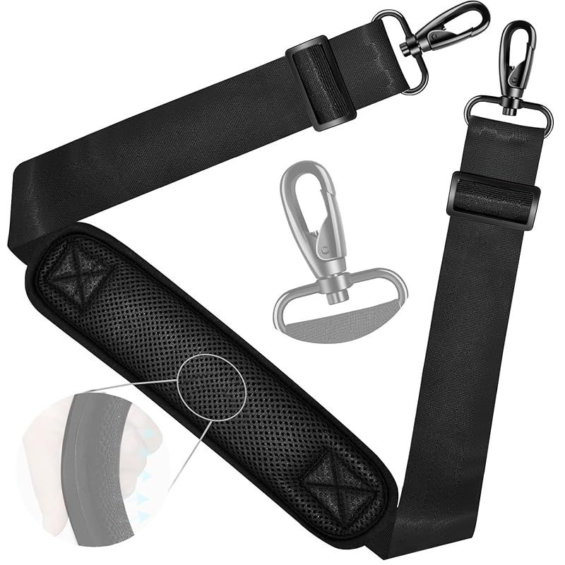 [Brand New] [ZINZ] Shoulder Strap 150cm Universal Bag Strap with Extra Thick Fixed Breathable Pad, Adjustable Heavy Duty Shoulder Strap for Laptop Bags, Crossbody Bags, Gym Bags, Camera Bags, etc., Black 0