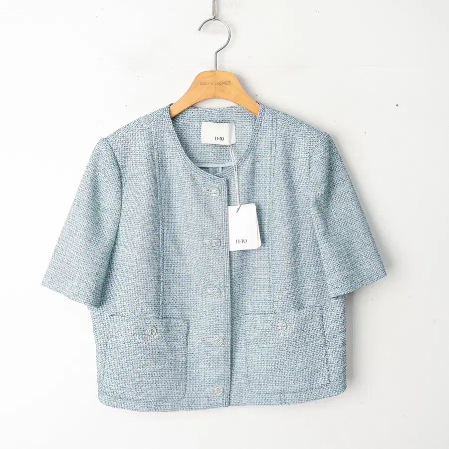 スリム55/新品 JJ RO リネン ツイード クロップド ジャケット