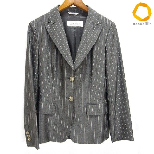 美品　イタリア製　マックスマーラ　テーラードジャケット　大きいサイズ42 a マックスマーラ Maxmara ジャケット 42 グレー系 テーラード