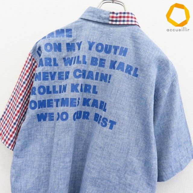 カールヘルム KarlHelmut 半袖シャツ チェック 刺繍ロゴ ボタンダウン