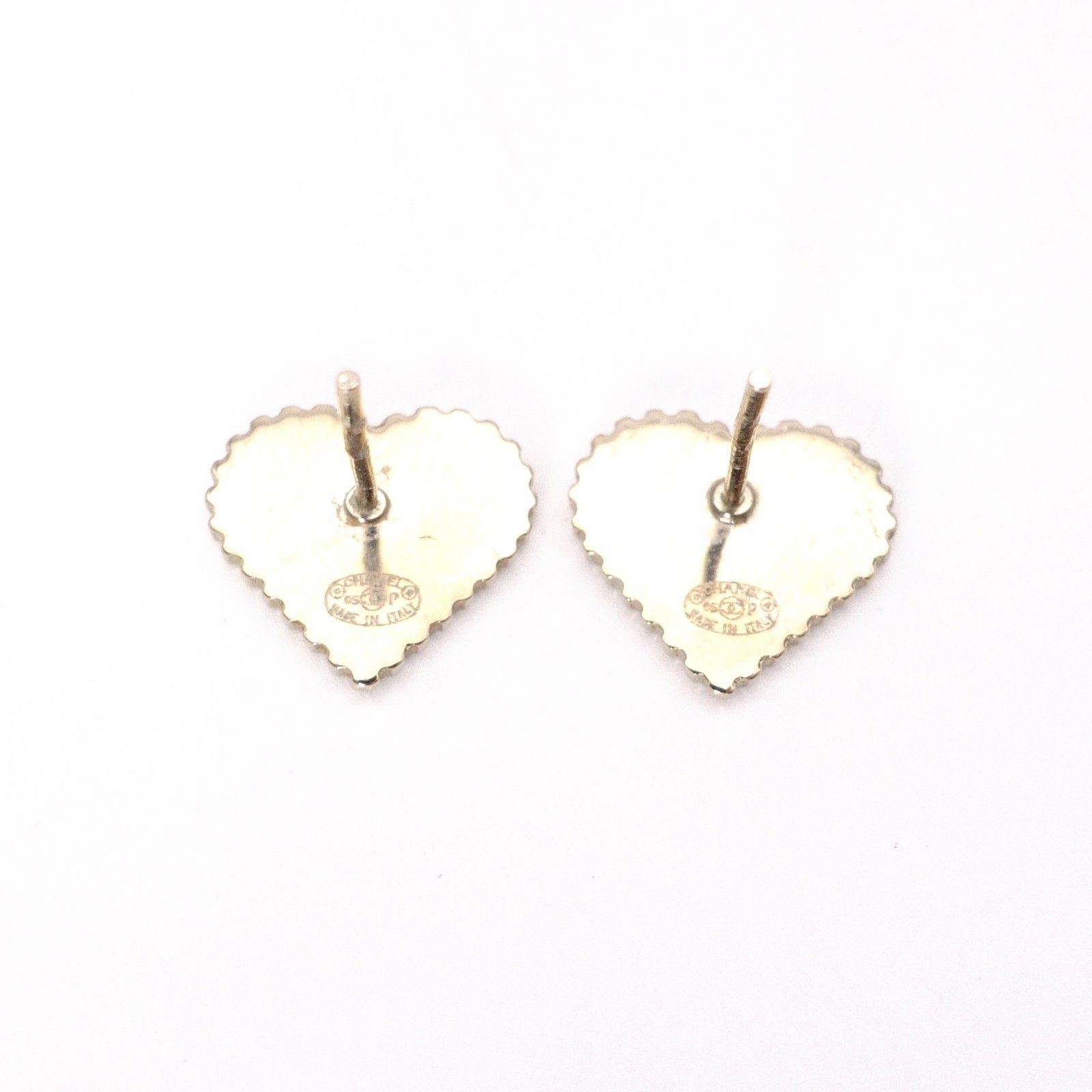 CHANEL シャネル ハート ピアス メタル レッド ピンク ゴールド金具 