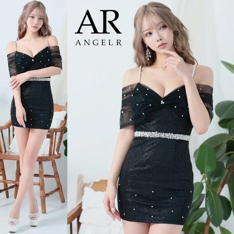 【AngelR / エンジェルアール】オフショルダー レース パール ビジュー ミニドレス AR25206