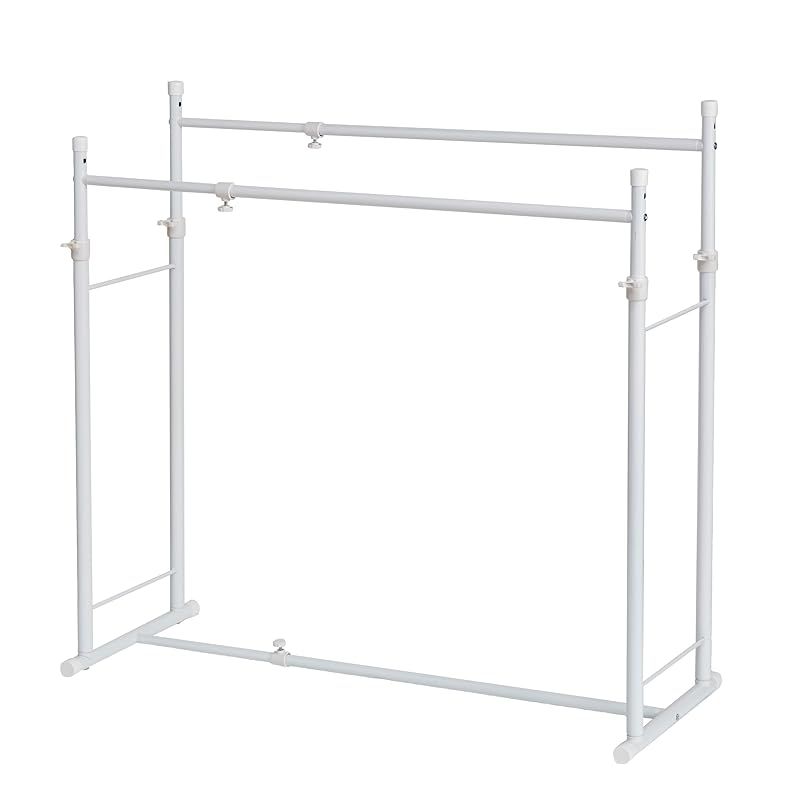 HEIAN SHINDO ハンガーラック ダブル 2段 押入れ クローゼット 縦横伸縮 ホワイト 幅75~130cm 高81~110cm 奥行40cm 総耐荷重26kg OHW-20 平安伸銅工業 0