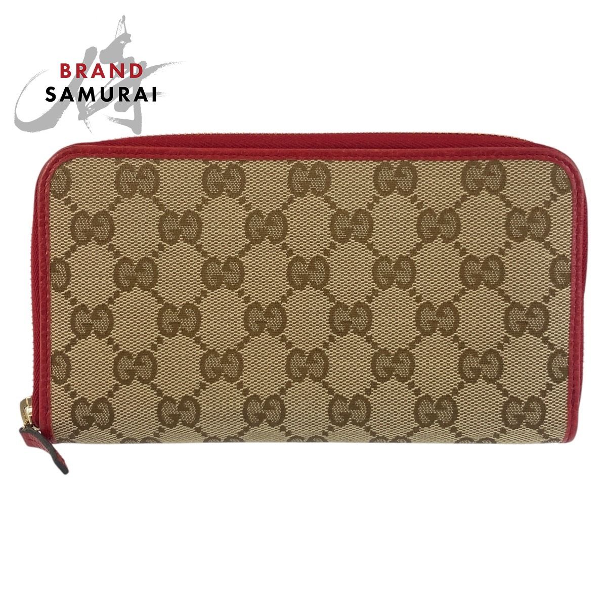 なんじゃ　GUCCI GGキャンバス 長財布 ベージュ/レッド 美品 GUCCI グッチ ベージュ レッド ゴールド金具 GGキャンバス 363423