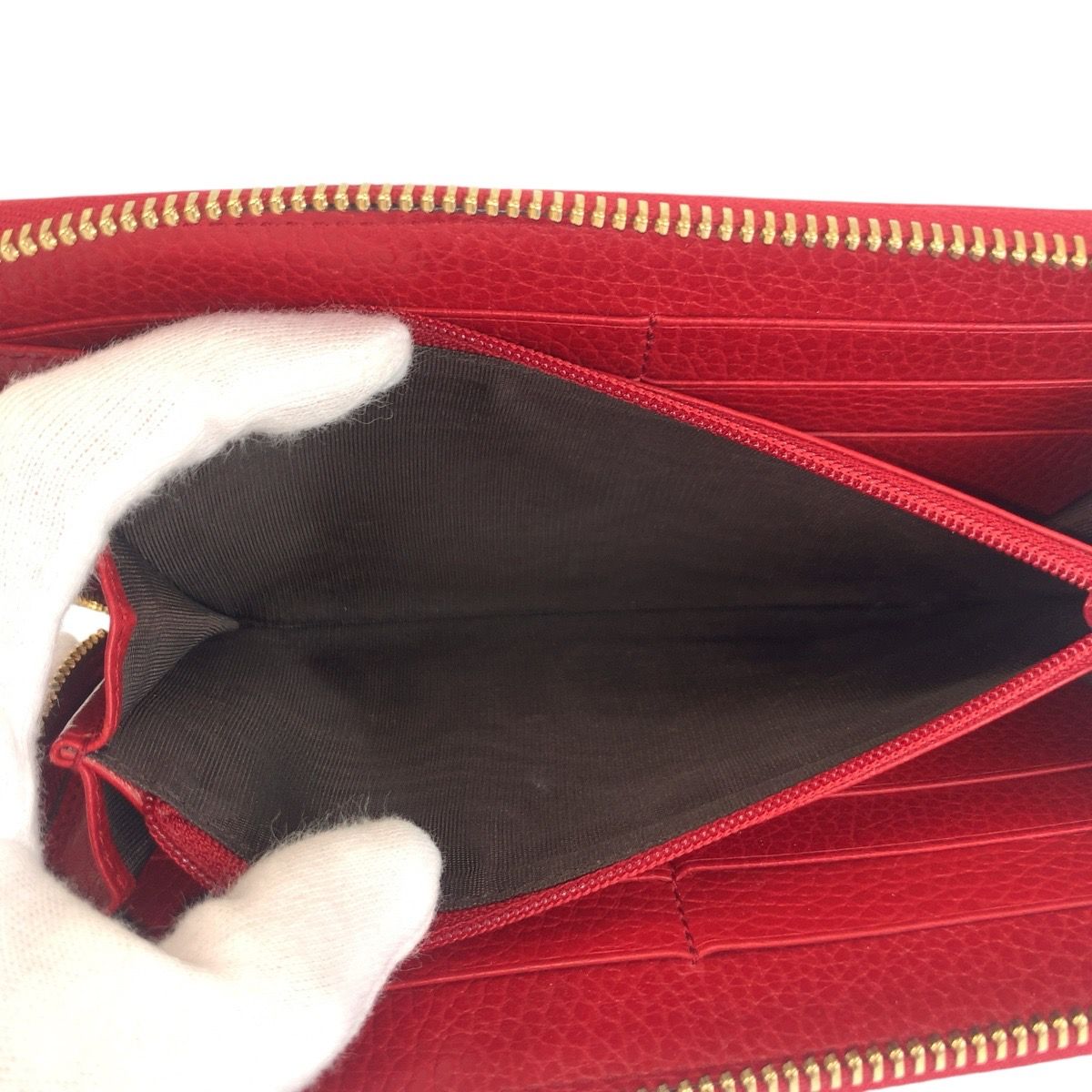 美品 GUCCI グッチ ベージュ レッド ゴールド金具 GGキャンバス 363423