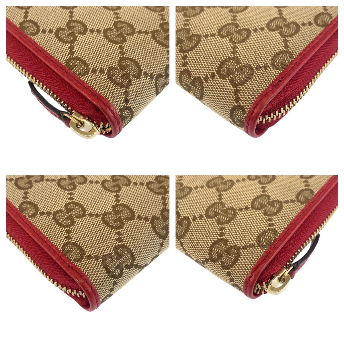 美品 GUCCI グッチ ベージュ レッド ゴールド金具 GGキャンバス 363423
