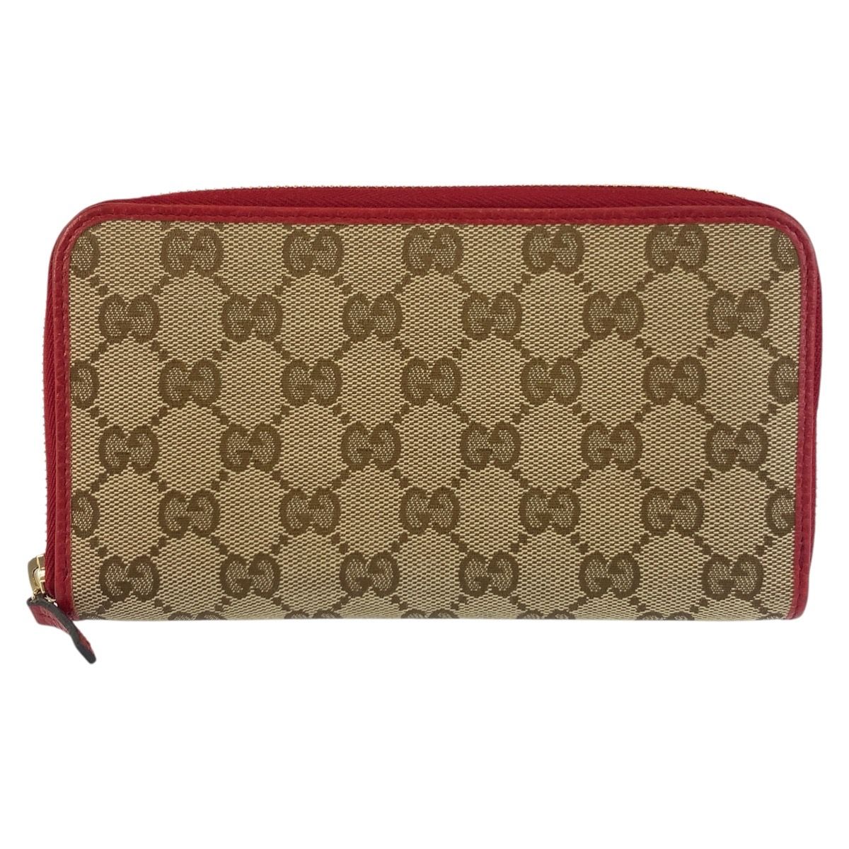 美品 GUCCI グッチ ベージュ レッド ゴールド金具 GGキャンバス 363423