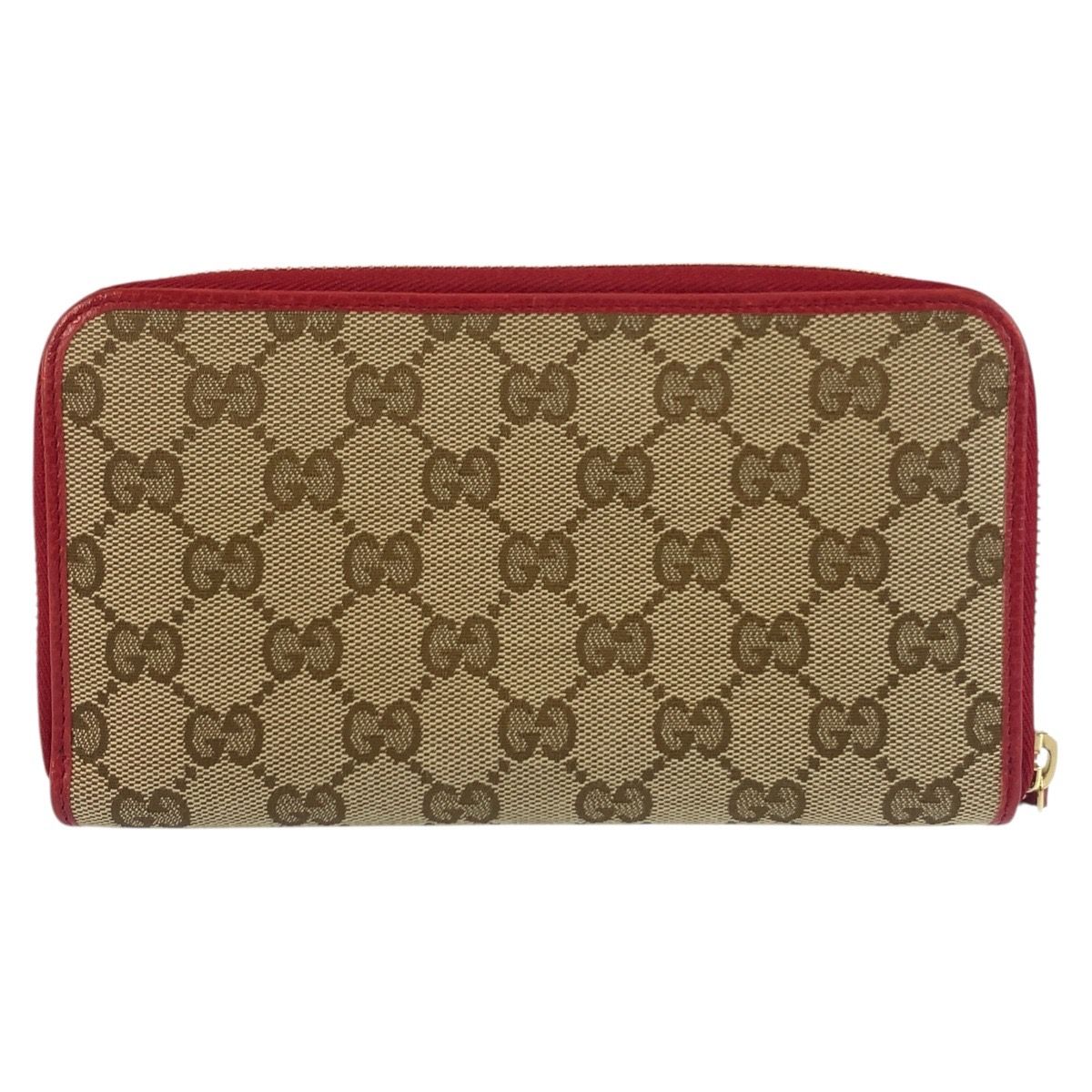 美品 GUCCI グッチ ベージュ レッド ゴールド金具 GGキャンバス 363423