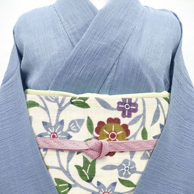 新品】 夏物 名古屋帯 未使用 栗山吉三郎 本大麻 和染紅型 麻 ライト