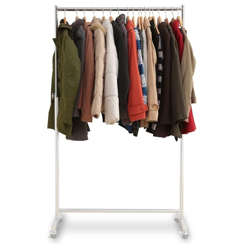 アイリスプラザ ハンガーラック シングル 耐荷重80kg ホワイト 幅110×奥行43.5×高さ110-179 パイプハンガー 12段階調節 CW3001-95 0