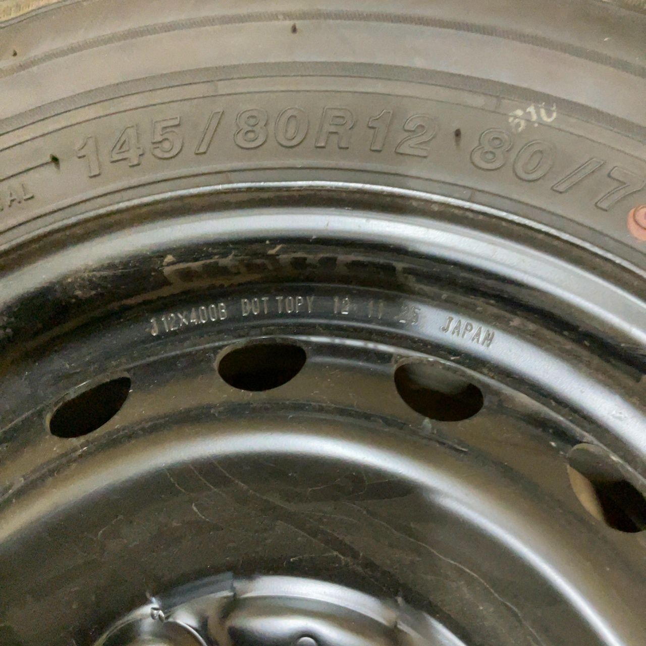 ホンダ純正スチールホイール YOKOHAMA JOB RY52 145/80R12 タイヤ 
