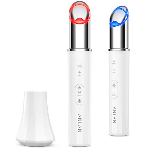 ANLAN 目元美顔器 EMS 目元ケア 目のくま リフトケア 温熱 振動 イオン導入 多機能 充電式 2色LED おうちエステ 軽量 男性 女性 ホワイトY 9cf92a6d