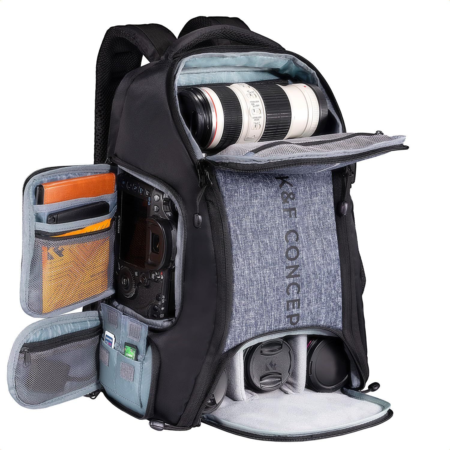 K&F Concept カメラバック カメラリュック リュックサック バックパック 大容量 2気室 おしゃれ nikon canon Sigma Tamron sonyなどカメラ兼用 15.6インチPC/三脚付け可 軽量 一眼レフ 旅行/撮影 efd38621 K&F Concept カメラバック カメラリュック リュックサック バックパック 大容量 2気室 おしゃれ nikon canon Sigma Tamron sonyなどカメラ兼用 15.6インチPC/三脚付け可 軽量 一眼レフ 旅行/撮影 efd38621