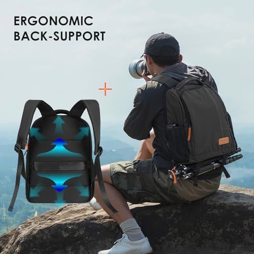 [TARION] カメラリュック カメラバッグ 一眼レフ 15L 2気室 超軽量0.85KG サイドアクセス 15.6インチPC収納 サイド&ボトム三脚収納可 複数ポケット TB-04 ブラックpms d6ad7ac1