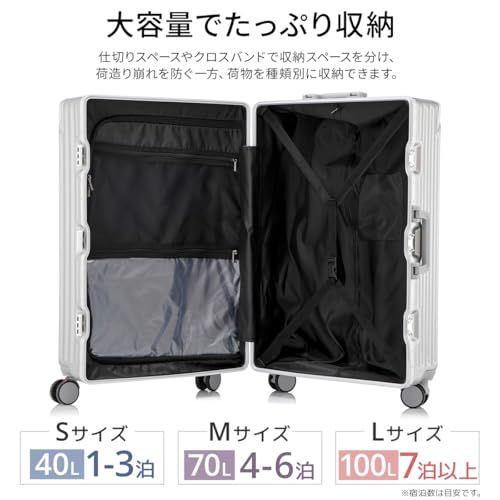 [Tanoka] スーツケース キャリーケース 機内持ち込み アルミフレーム【高耐久・多機能】S M L 大型 大容量 耐衝撃 ストッパー付き 静音ダブルキャスター 360度回転 TSAロック USBポート カップホルダー 隠しフック キャリ d898a742