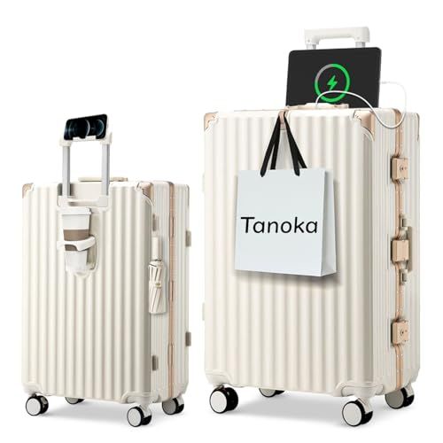 [Tanoka] スーツケース キャリーケース 機内持ち込み アルミフレーム【高耐久・多機能】S M L 大型 大容量 耐衝撃 ストッパー付き 静音ダブルキャスター 360度回転 TSAロック USBポート カップホルダー 隠しフック キャリ d898a742