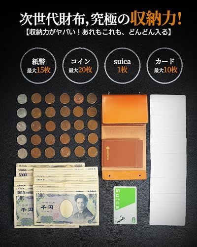 [Modiko] 財布 メンズ 2つ折り プエブロレザー 本革 ミニ 日本製 二つ折り財布 大容量 箱型の小銭入れ 小さい財布 コンパクト 箱状 左利き 右利き 父の日 誕生日 (赤褐色)pms ca2ab58f