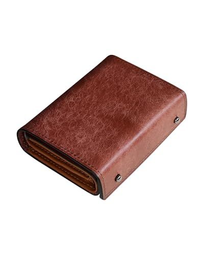 [Modiko] 財布 メンズ 2つ折り プエブロレザー 本革 ミニ 日本製 二つ折り財布 大容量 箱型の小銭入れ 小さい財布 コンパクト 箱状 左利き 右利き 父の日 誕生日 (赤褐色)pms ca2ab58f