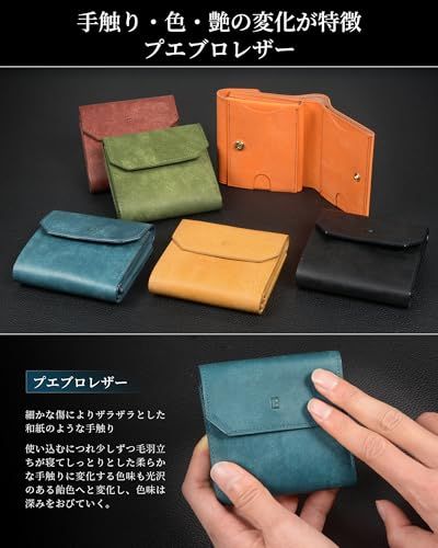 [Kawaoto] 財布 メンズ 2つ折り プエブロレザー 本革 二つ折り財布 コンパクト 日本製 小銭入れ サイフ 金運財布 実用性 プレゼント (濃藍)pms e36a985e