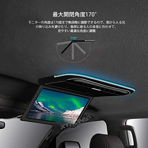 XTRONS フリップダウンモニター 11.6インチ 1366×768 超薄型 車載モニター HDMI対応 フルHD1080Pビデオ対応 スピーカ内蔵 USB 外部入力 ドア連動 水平開閉170度 電源記憶 (CM118HD)pms aed0bafd