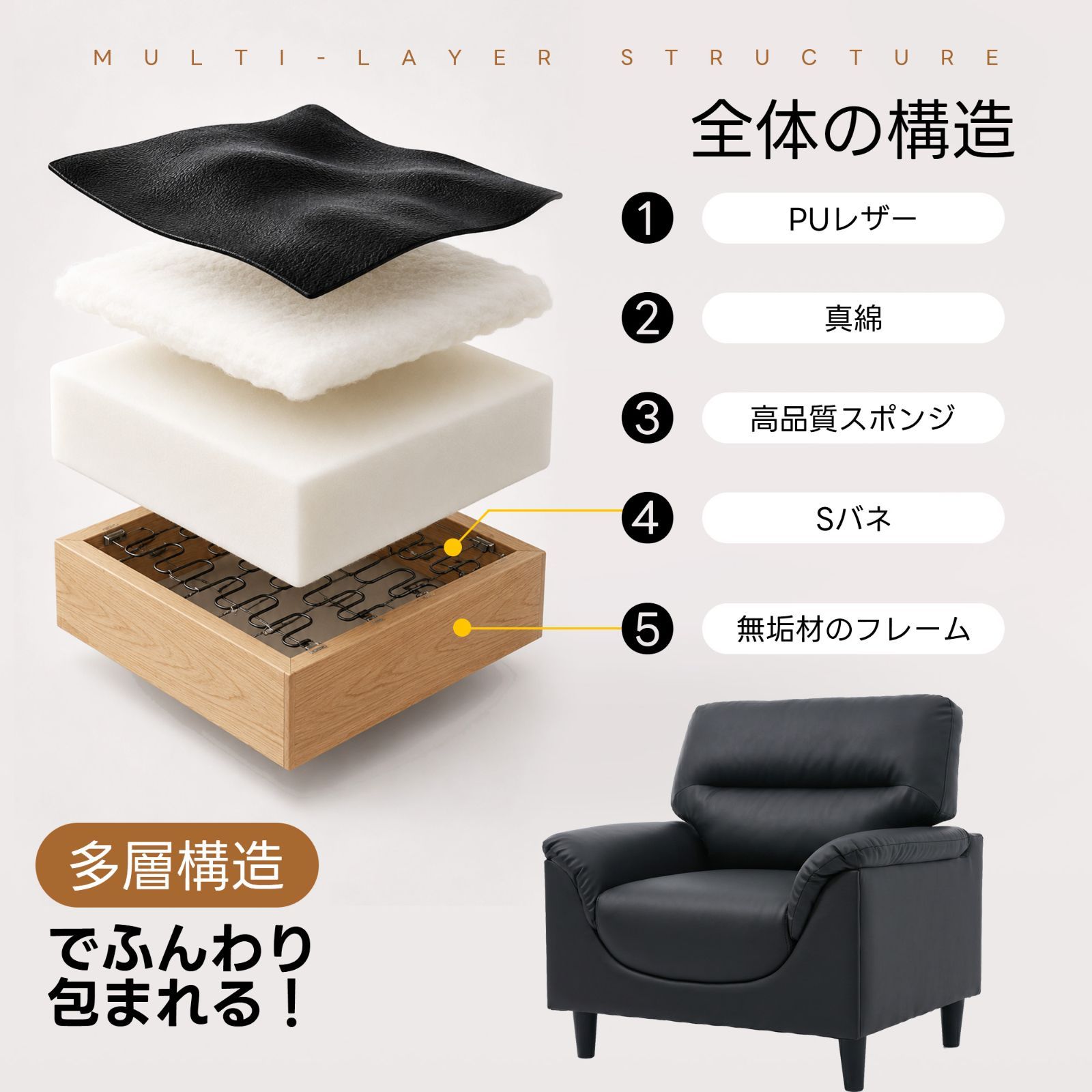 限定5台|4000円OFF 】1人掛け ソファ PUレザー 北欧 おしゃれ 応接 