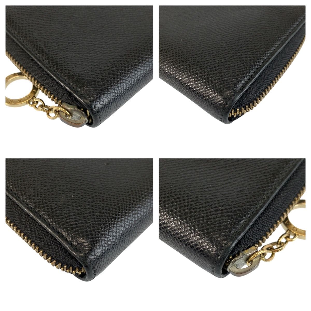 美品 BVLGARI ブルガリ ブラック 黒 ゴールド金具 レザー FG E16