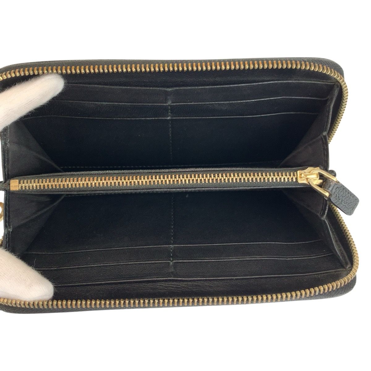 美品 BVLGARI ブルガリ ブラック 黒 ゴールド金具 レザー FG E16