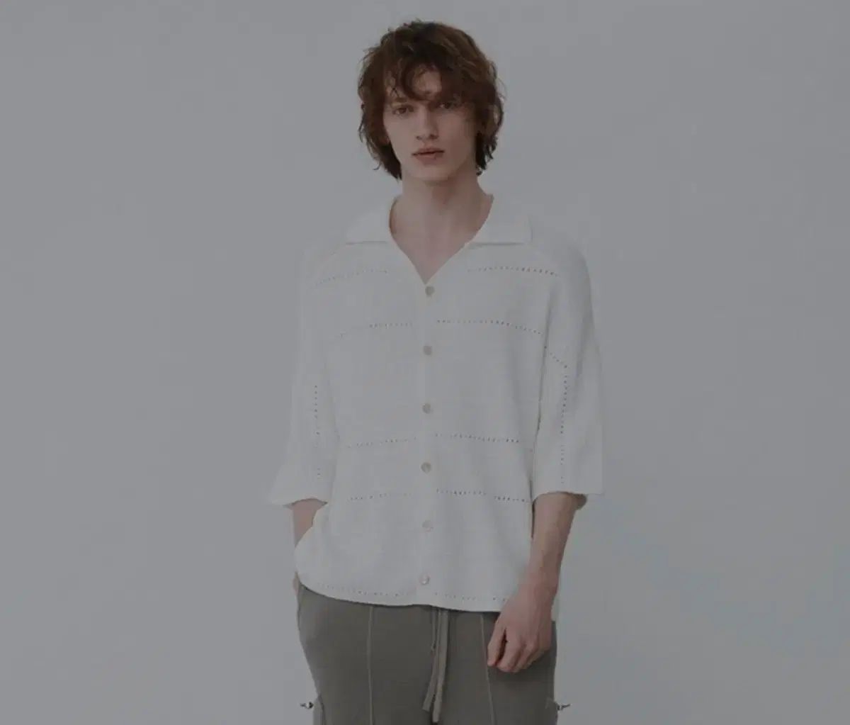 UMARMUNG ウマムン オフホワイト カラー コットン ブークレ TEEN AGE RS Ver. シャツL