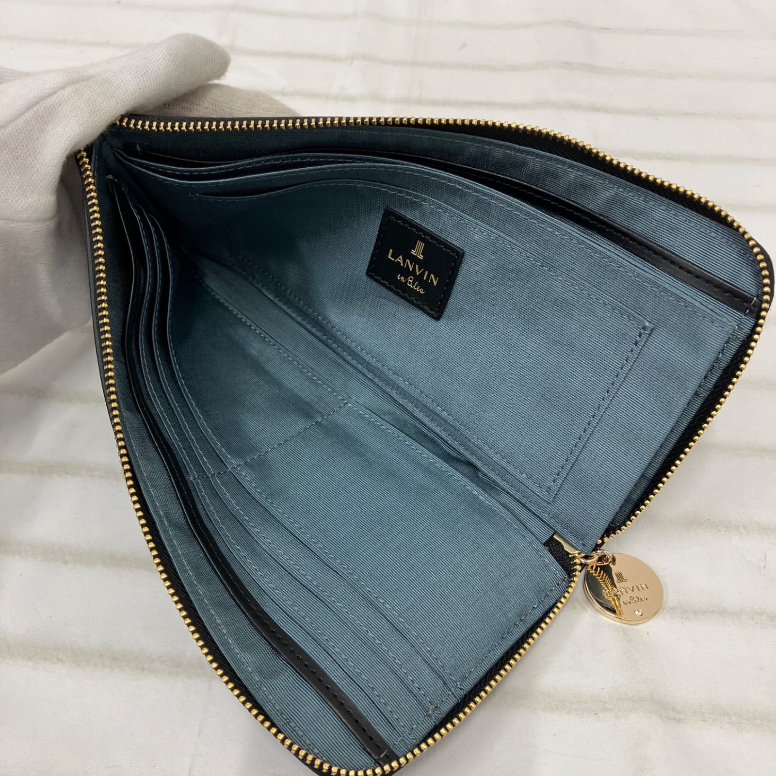 1002 LANVIN en Bleu ランバンオンブルー ブルフルールL字ファスナー 長財布 ウォレットケース お財布 花柄 ブルー系 1002 LANVIN en Bleu ランバンオンブルー ブルフルールL字ファスナー 長財布 ウォレットケース お財布 花柄 ブルー系
