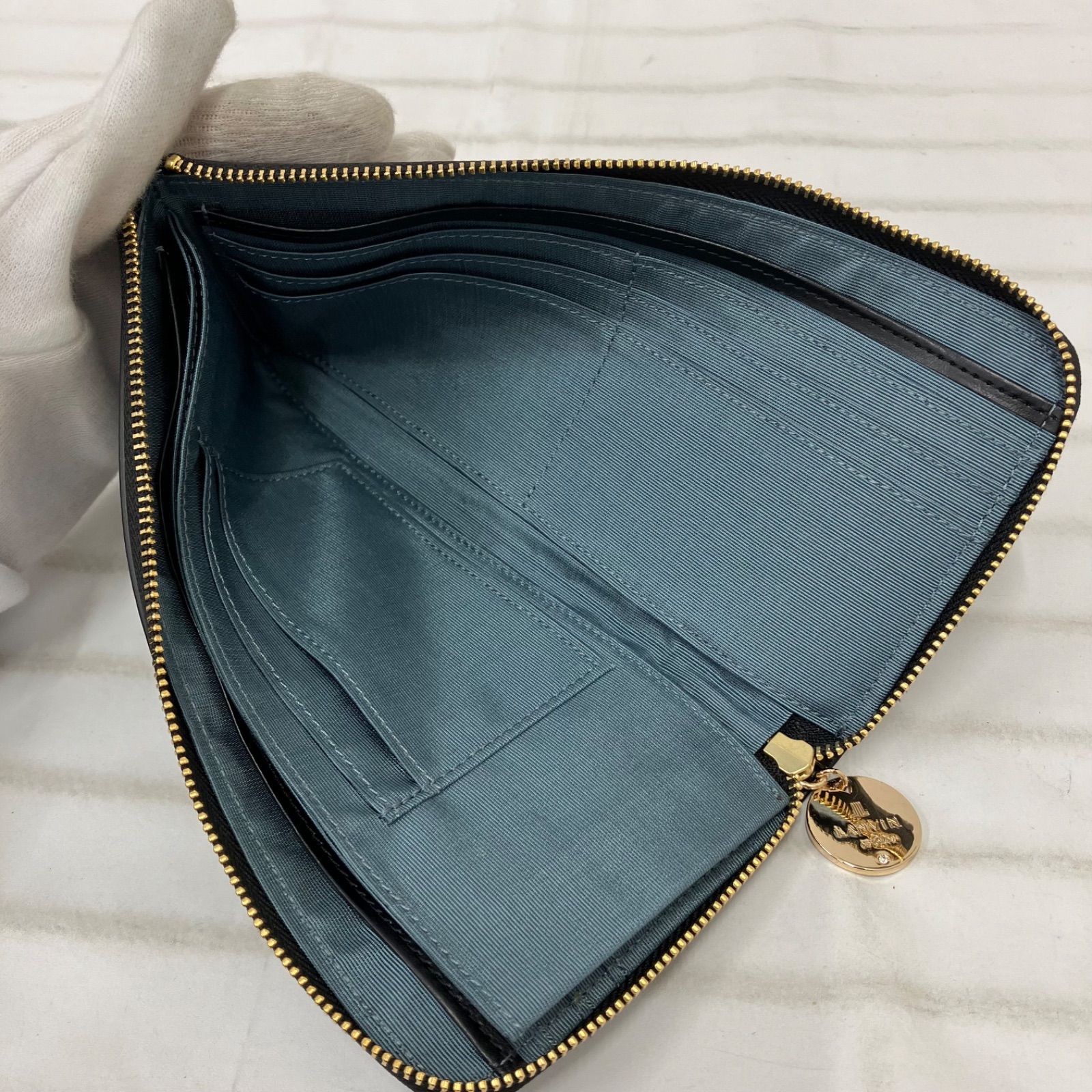 1002 LANVIN en Bleu ランバンオンブルー ブルフルールL字ファスナー 長財布 ウォレットケース お財布 花柄 ブルー系 1002 LANVIN en Bleu ランバンオンブルー ブルフルールL字ファスナー 長財布 ウォレットケース お財布 花柄 ブルー系