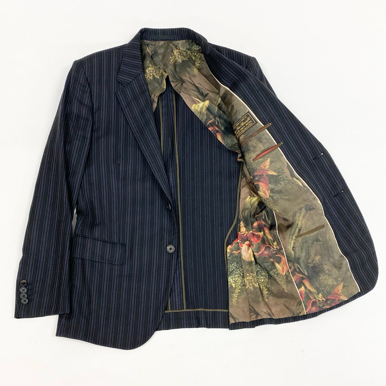 69L17 Paul Smith LONDON ポールスミス シングルスーツジャケット ストライプ柄 ロロピアーナ生地 M2 ブラック メンズ 男性用u02t
