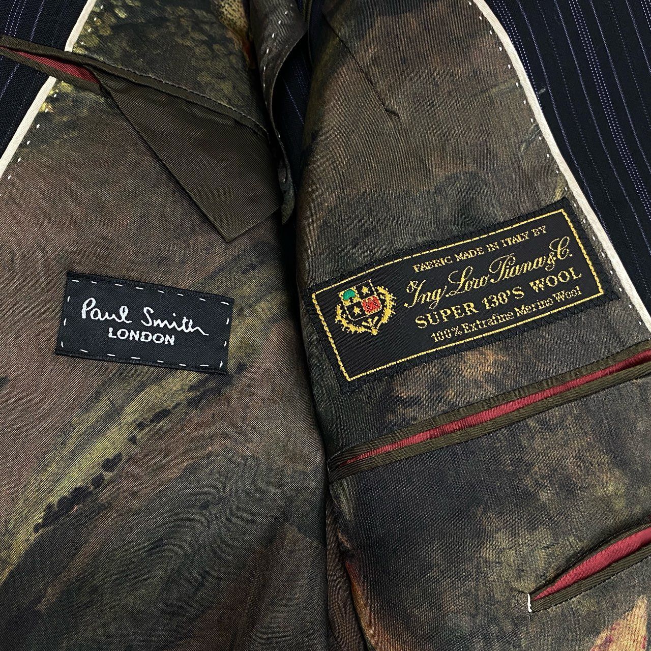 69L17 Paul Smith LONDON ポールスミス シングルスーツジャケット ストライプ柄 ロロピアーナ生地 M2 ブラック メンズ 男性用u02t