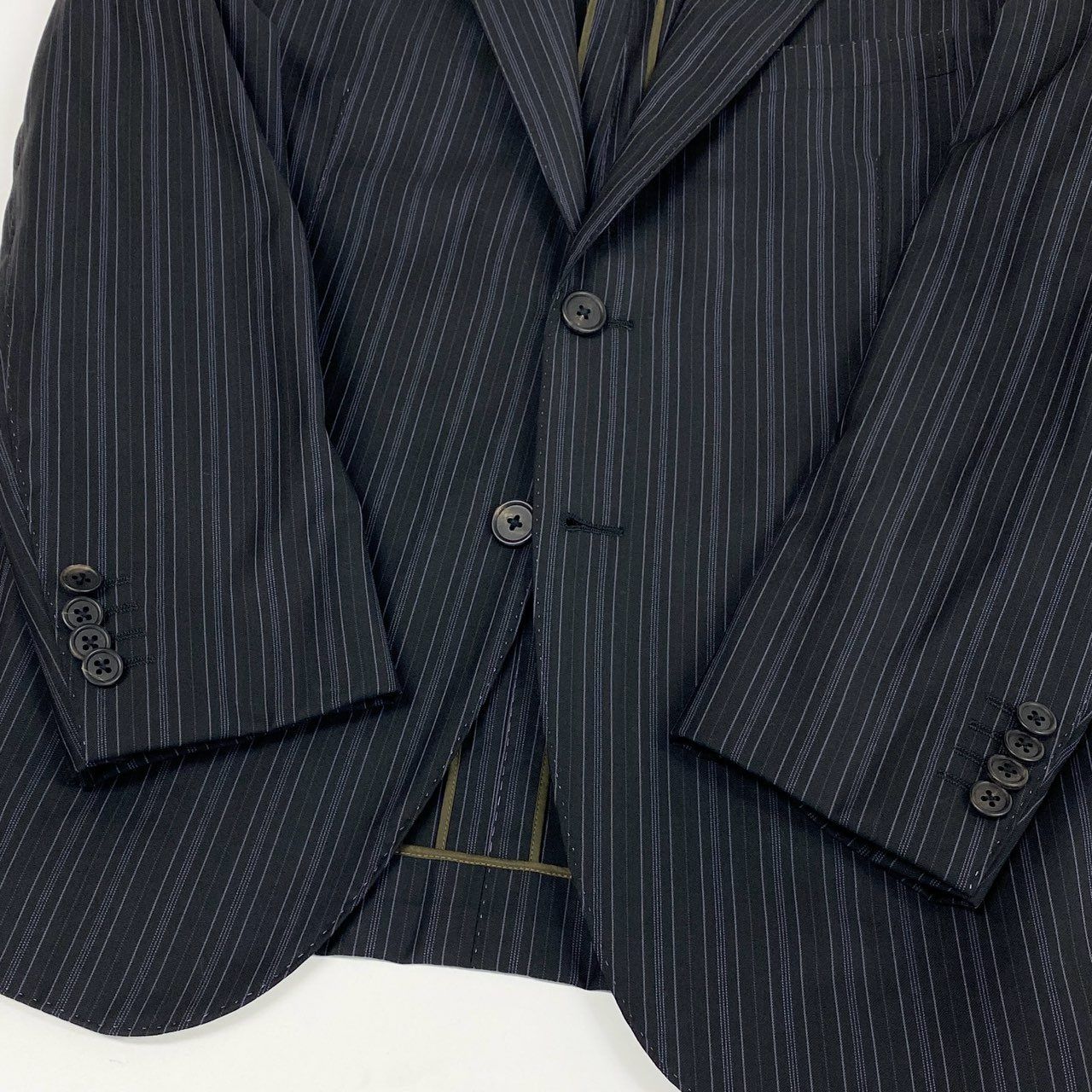 69L17 Paul Smith LONDON ポールスミス シングルスーツジャケット ストライプ柄 ロロピアーナ生地 M2 ブラック メンズ 男性用u02t