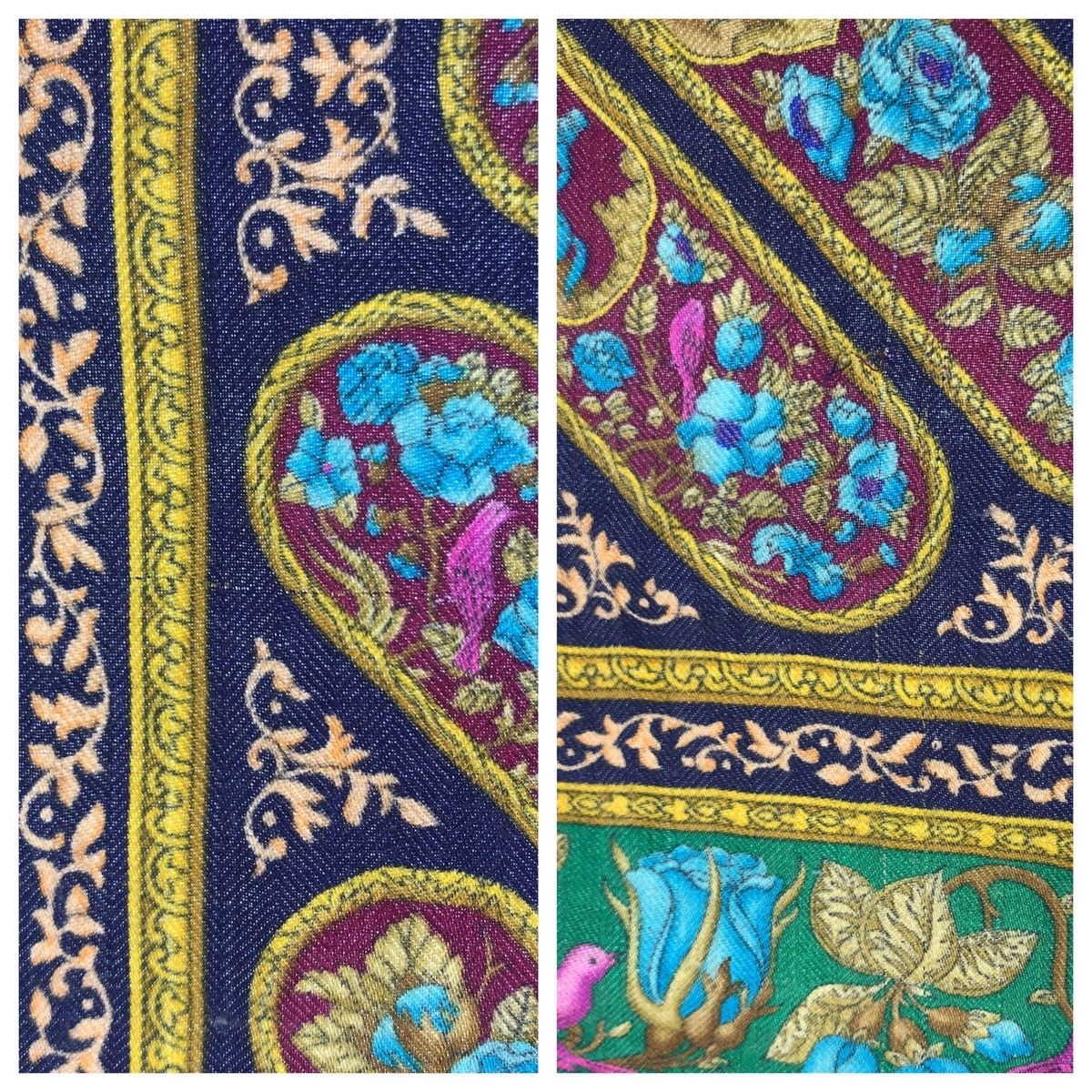 HERMES エルメス QALAMDAN カレ90 ネイビー マルチカラー シルク