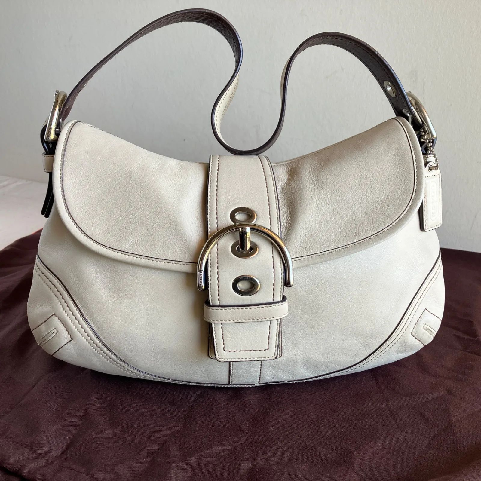 Coach Vintage Soho Medium Buckle Flap Smooth Leather Shoulder Bag 
