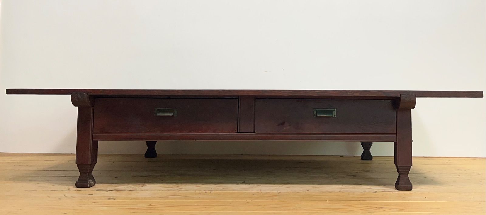 テーブル　引き出し　2A047　古道具　古家具　和家具　ビンテージ　アンティーク 大きめ テーブル 座卓 木製 引き出し 2A049 古道具 古家具